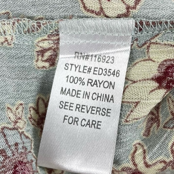 Easel Medium Boho Sunflower Floral Cold Shoulder Tassel Pleat Flowy Dress Loose - Picture 6 of 8